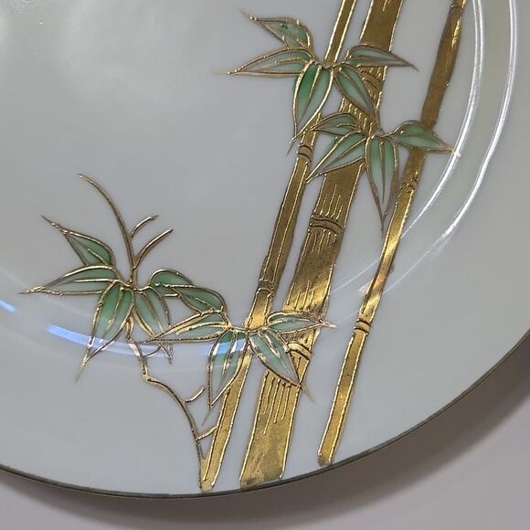 Hand Painted Bambo Plates Occupied Japan Set of 4 Mame-Zara Appetizer Dessert - Picture 8 of 16